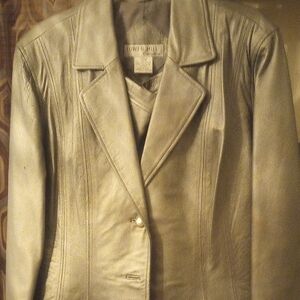 Women's Gray Leather Jacket